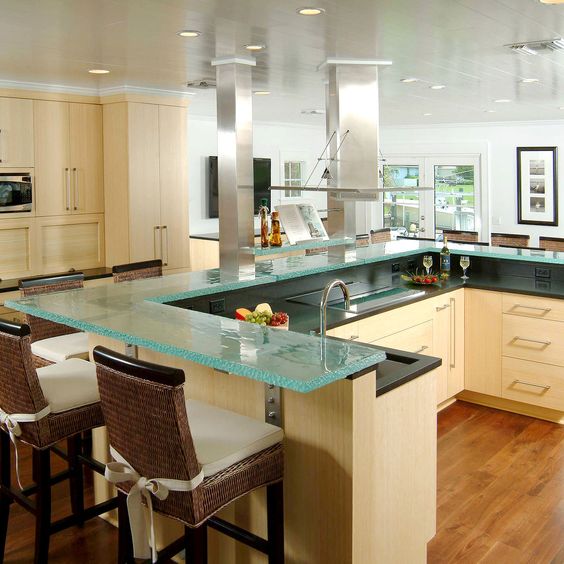 Glass kitchen countertops